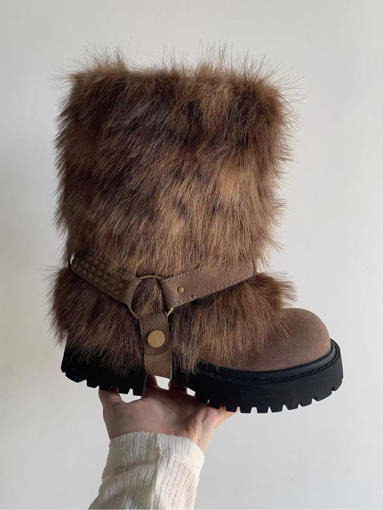 Women's Furry Snow Boots - Winter Warm Anti-Slip Boots