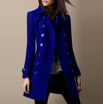 Women's Double-Breasted Wool Overcoat - Elegant Winter Jacket