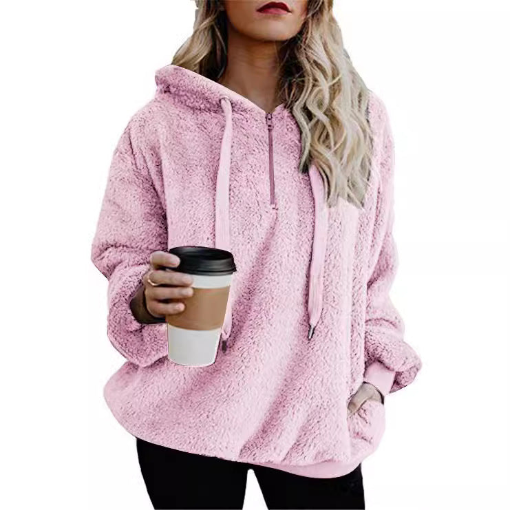 Women's Hooded Fleece Jacket - Long Sleeve Zip-Up Sweatshirt