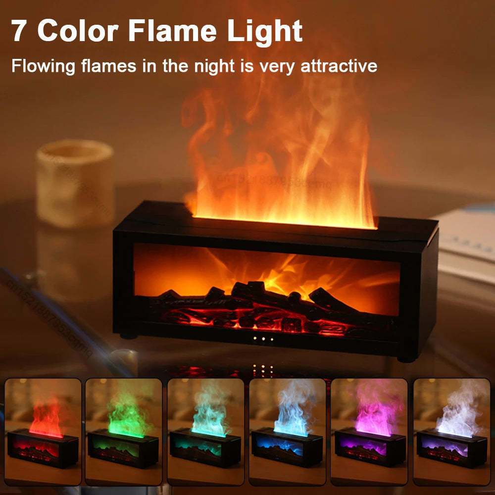 3D Flame Aromatherapy Diffuser - Essential Oil Humidifier with LED Light & Remote Control