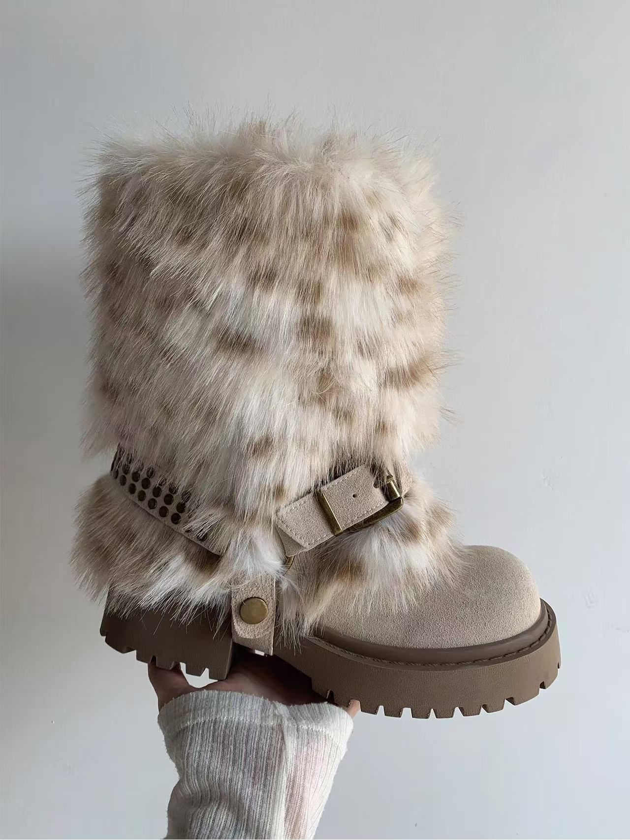 Women's Furry Snow Boots - Winter Warm Anti-Slip Boots