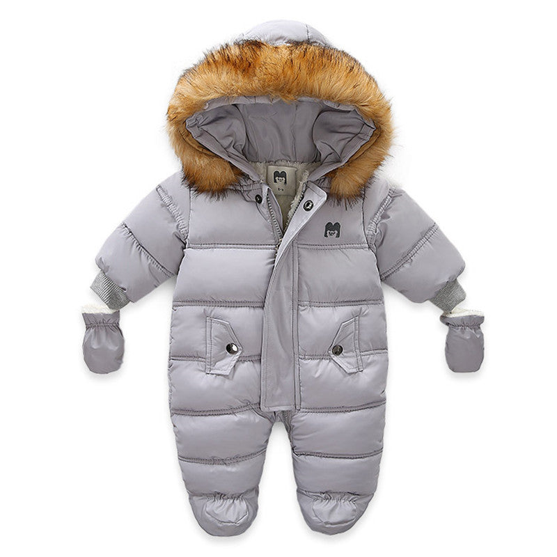 Baby Winter Jumpsuit with Gloves - Hooded Snowsuit