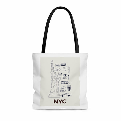 Symbols of NYC Everyday Tote Bag - Medium Canvas Shoulder Bag