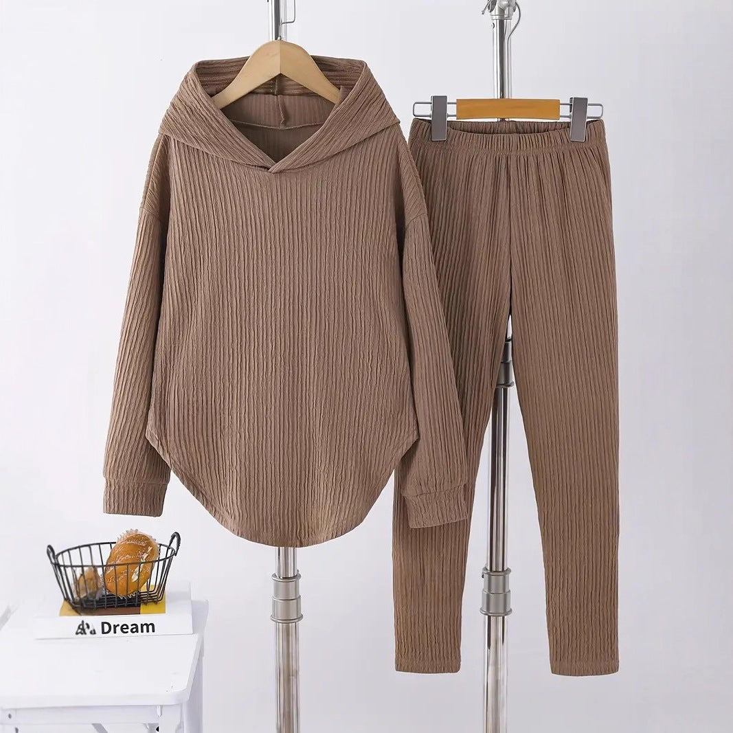 Women's Hooded Sweatshirt & Pants Set - Casual Two-Piece Loungewear