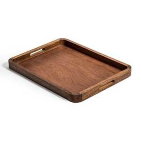 Acacia Wood Rectangular Serving Tray 14" x 18" - Handcrafted Wooden Platter