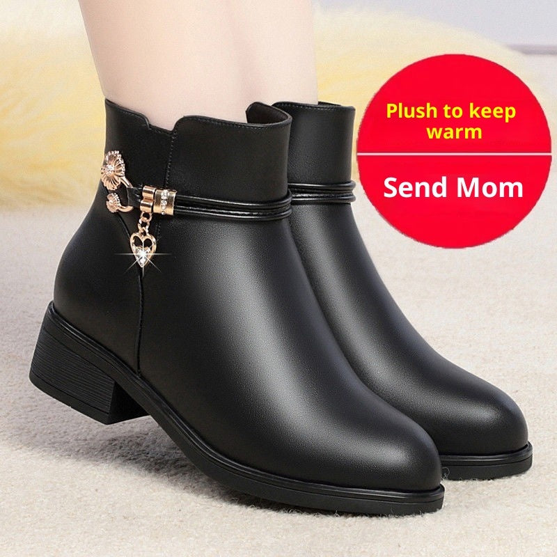 Women's Martin Boots - Anti-Slip Platform Boots with Rhinestone Detail
