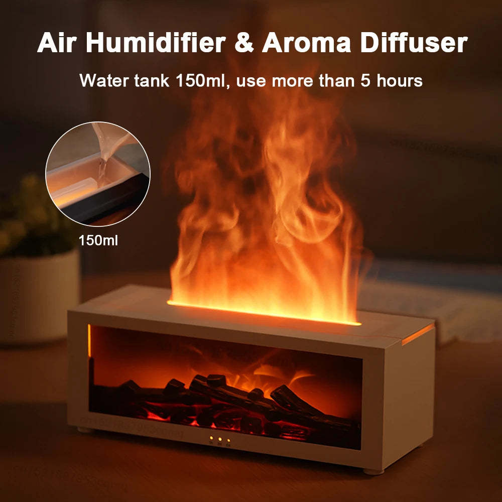 3D Flame Aromatherapy Diffuser - Essential Oil Humidifier with LED Light & Remote Control