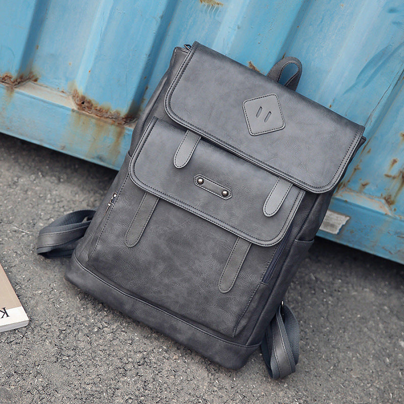 Vintage Leather Laptop Backpack - Retro Style Computer Bag