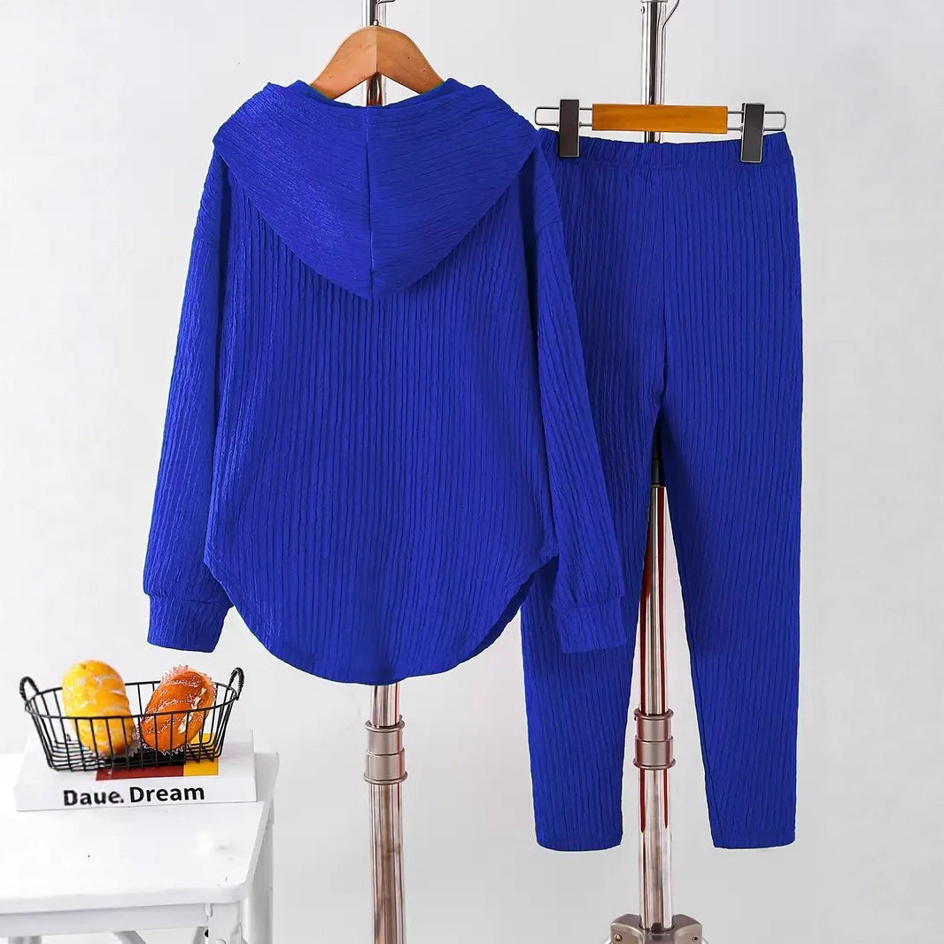 Women's Hooded Sweatshirt & Pants Set - Casual Two-Piece Loungewear