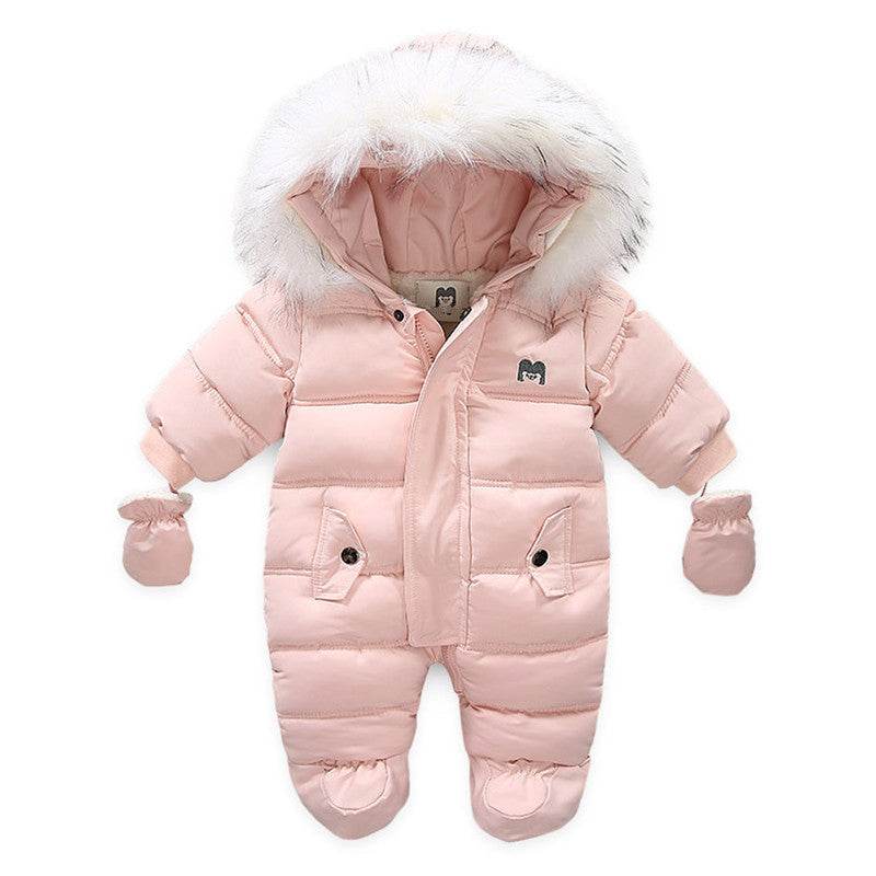 Baby Winter Jumpsuit with Gloves - Hooded Snowsuit