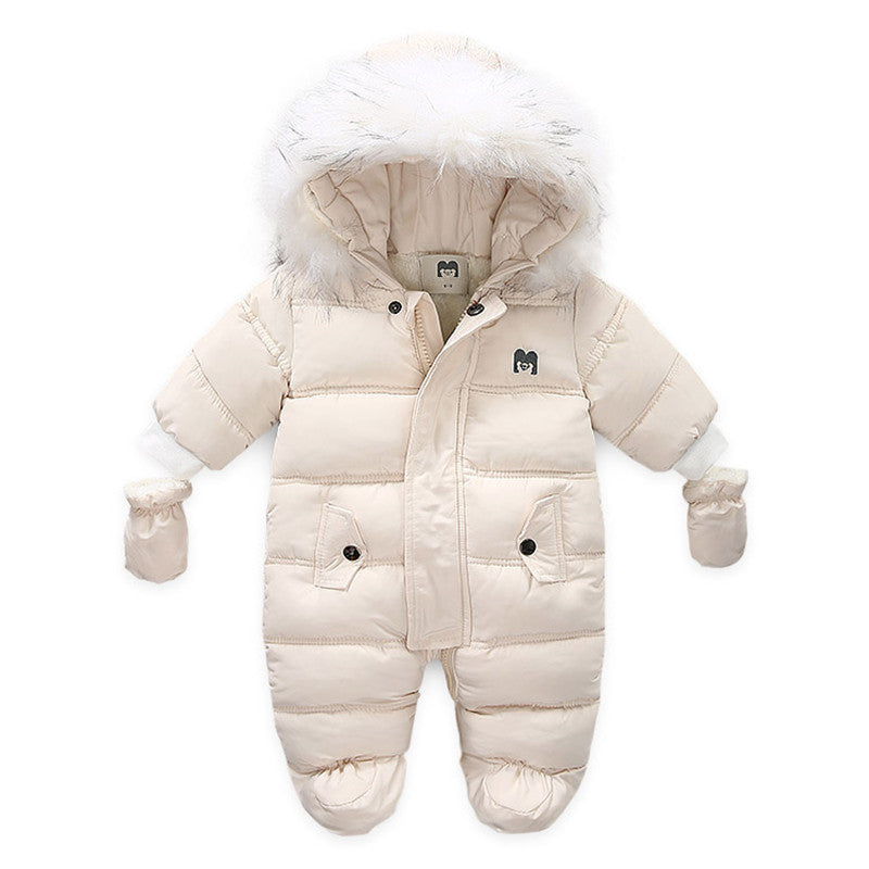Baby Winter Jumpsuit with Gloves - Hooded Snowsuit