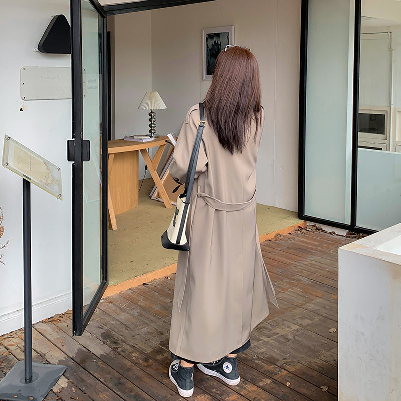 Retro Commuter-Style Mid-Length Colorblock Loose Coat