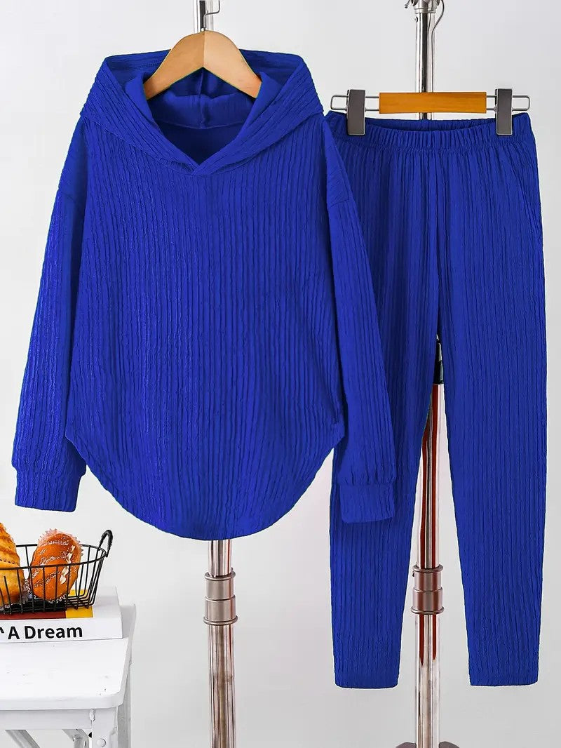 Women's Hooded Sweatshirt & Pants Set - Casual Two-Piece Loungewear