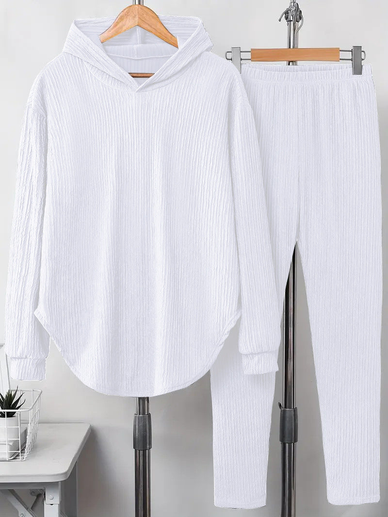 Women's Hooded Sweatshirt & Pants Set - Casual Two-Piece Loungewear