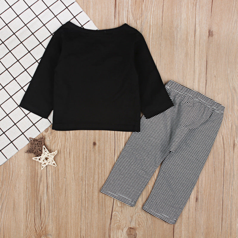 Kids Two-Piece Outfit Set - Koala Top & Striped Pants