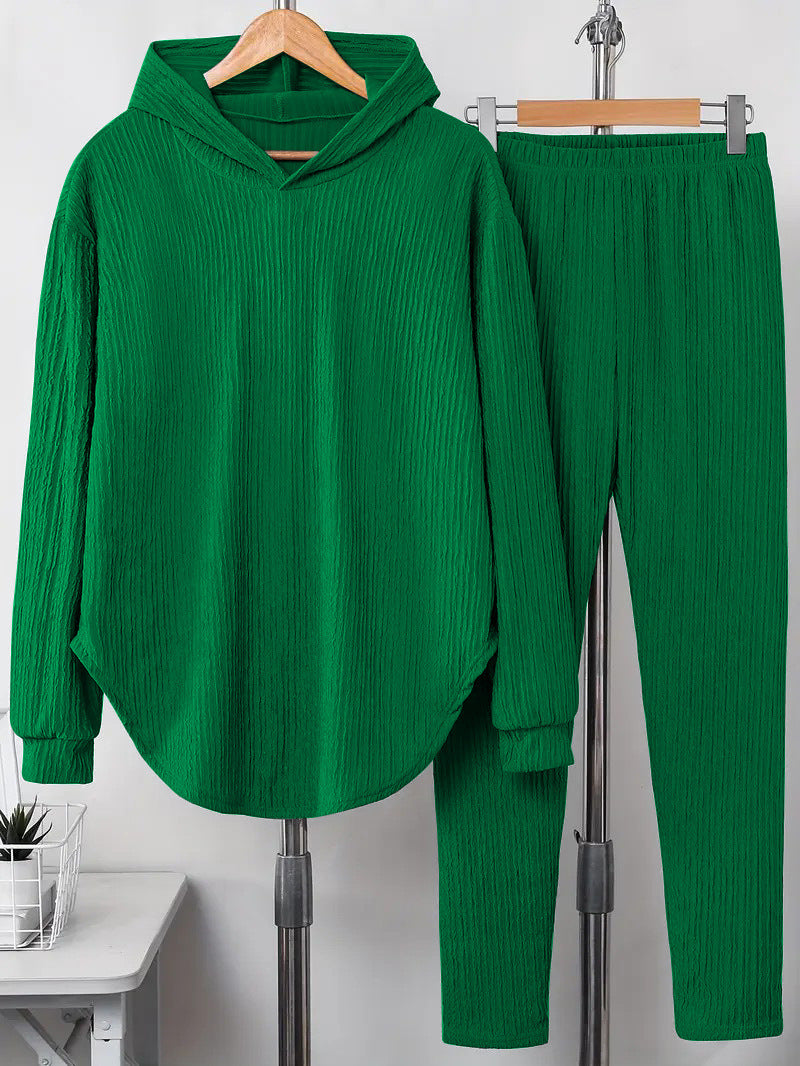 Women's Hooded Sweatshirt & Pants Set - Casual Two-Piece Loungewear