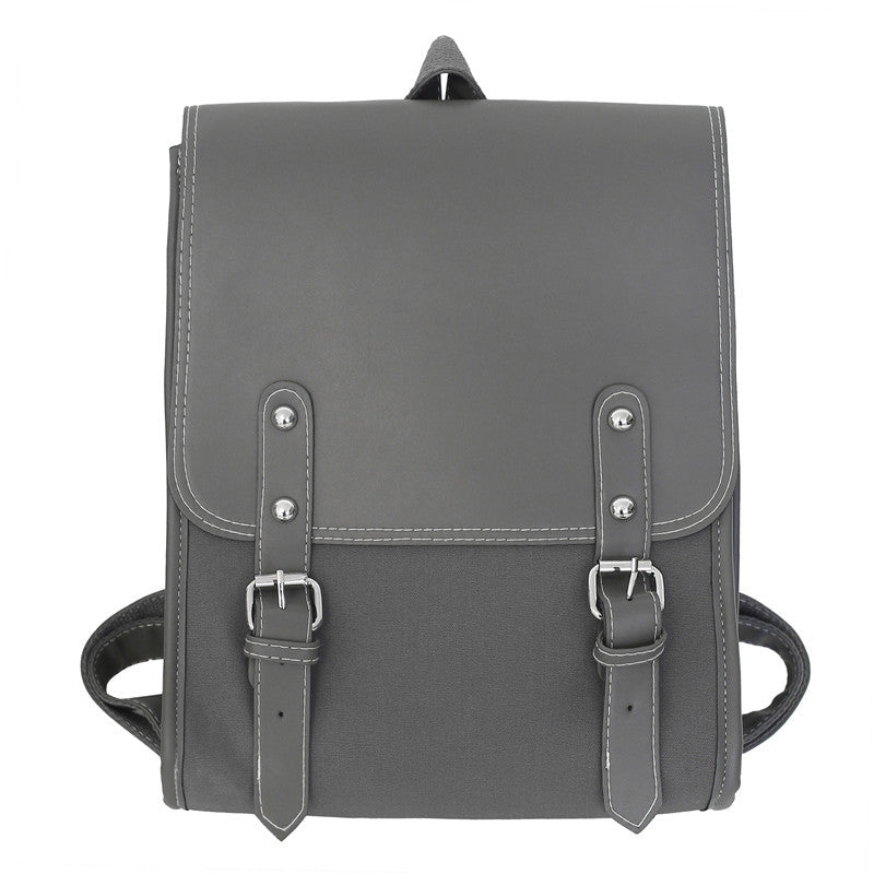 Solid-color Motorcycle-style Buckle Laptop Everyday Business Backpack