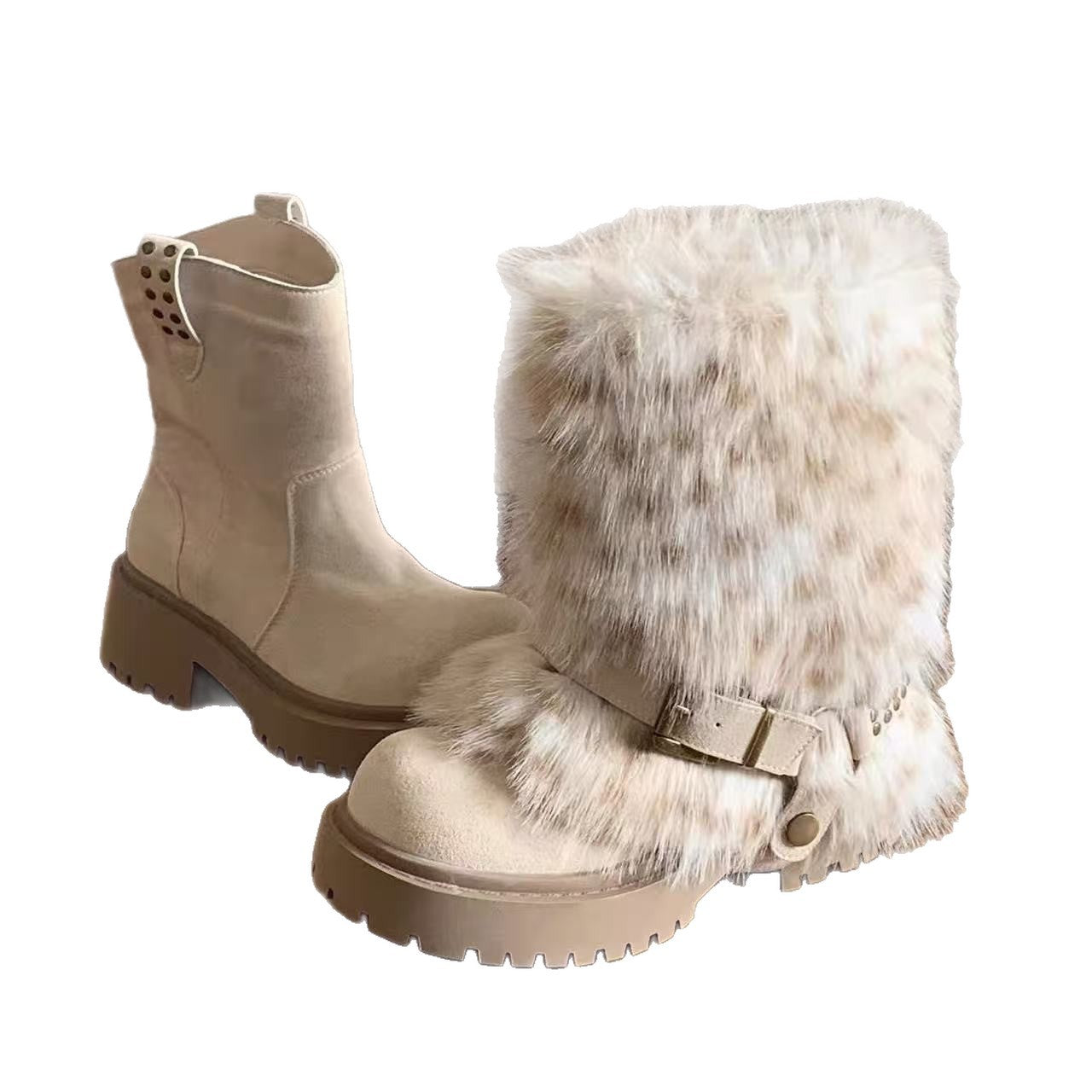 Women's Furry Snow Boots - Winter Warm Anti-Slip Boots