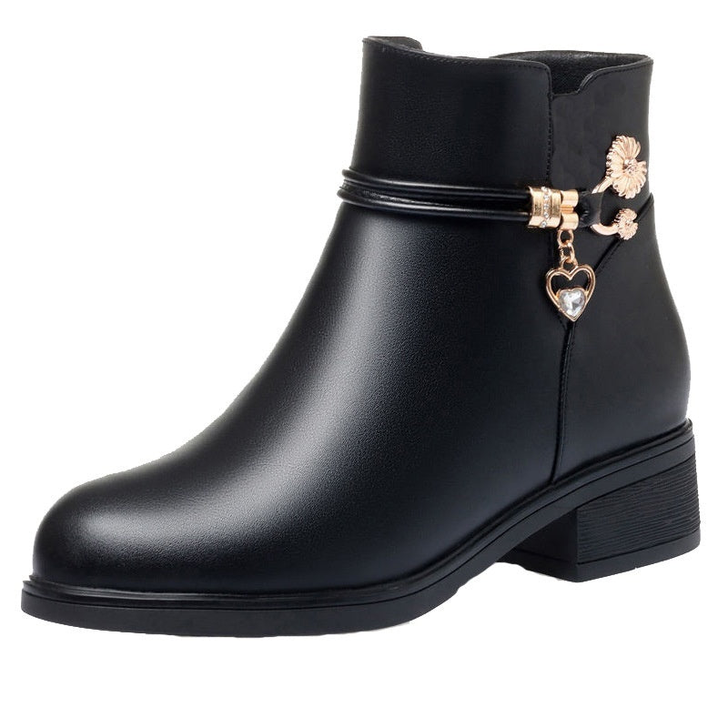 Women's Martin Boots - Anti-Slip Platform Boots with Rhinestone Detail
