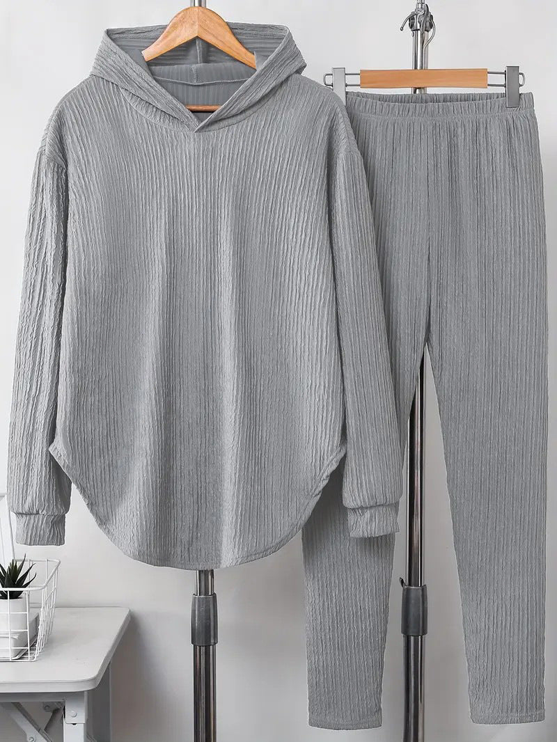 Women's Hooded Sweatshirt & Pants Set - Casual Two-Piece Loungewear