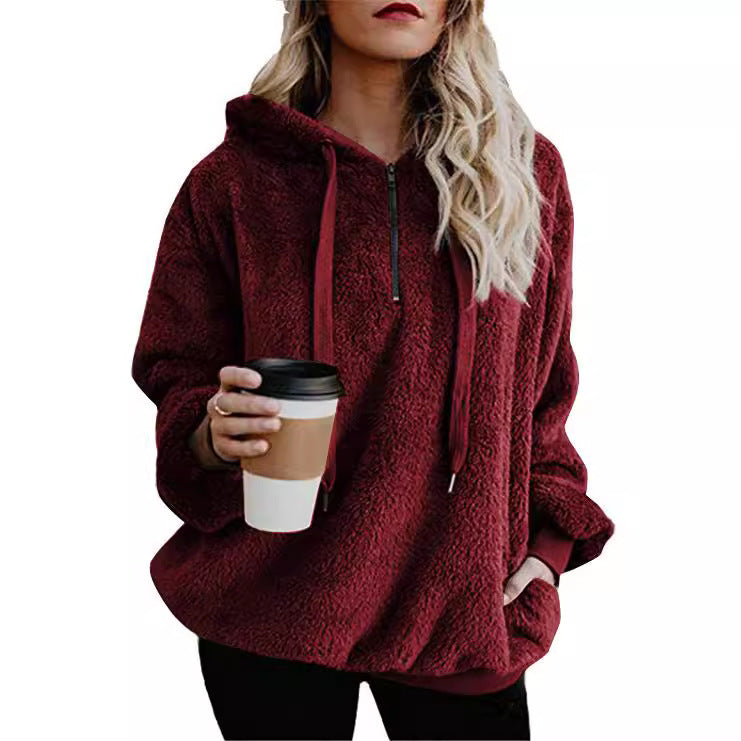 Women's Hooded Fleece Jacket - Long Sleeve Zip-Up Sweatshirt