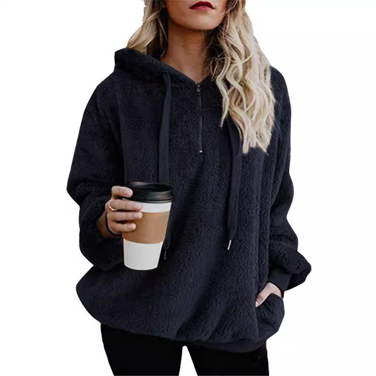 Women's Hooded Fleece Jacket - Long Sleeve Zip-Up Sweatshirt