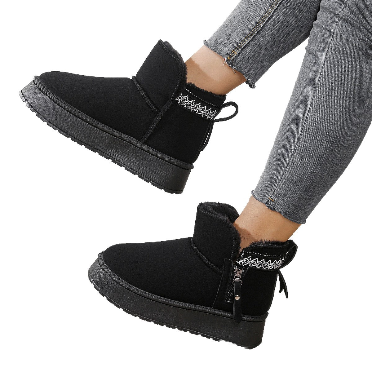 Women's Snow Boots - Side Zipper Platform Winter Boots
