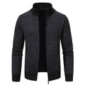Men's Plaid Knit Cardigan - Thickened Winter Sweater with Zipper