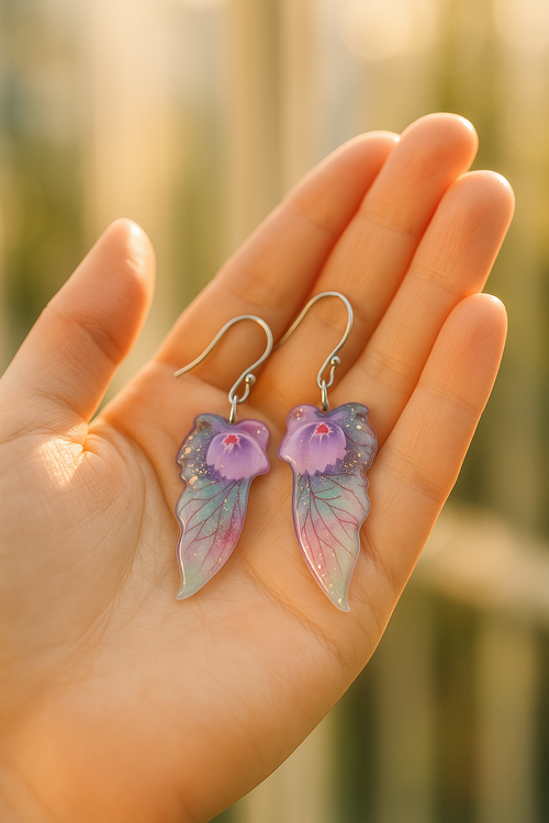 Fairy Butterfly Wings Earrings - Pale Turquoise Resin Jewelry