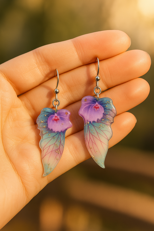 Fairy Butterfly Wings Earrings - Pale Turquoise Resin Jewelry