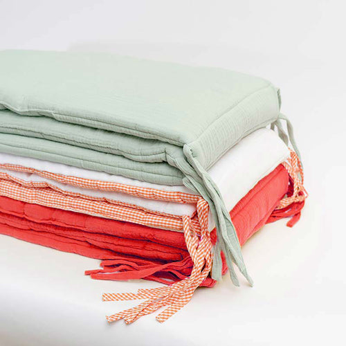 Organic Cotton Cot Bumper - Strawberry Print Baby Bed Bumper 60x120 / 70x140cm