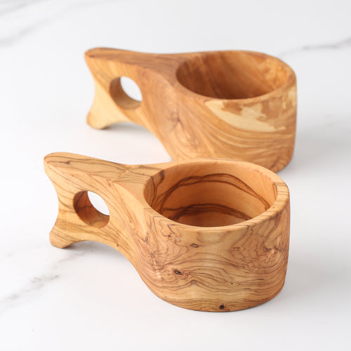 Handmade Olive Wood Kuksa Cup - Traditional Wooden Drinking Mug