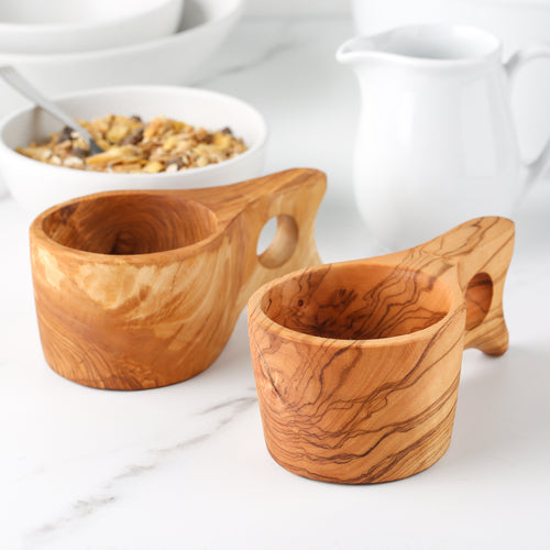 Handmade Olive Wood Kuksa Cup - Traditional Wooden Drinking Mug