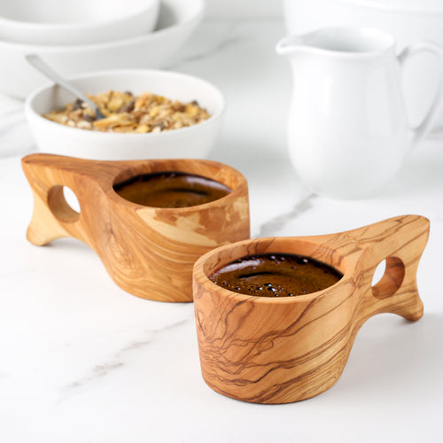 Handmade Olive Wood Kuksa Cup - Traditional Wooden Drinking Mug