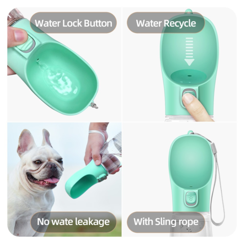 Portable Pet Water Bottle Dispenser - Travel Dog Cat Feeder Bowl 350ml/550ml
