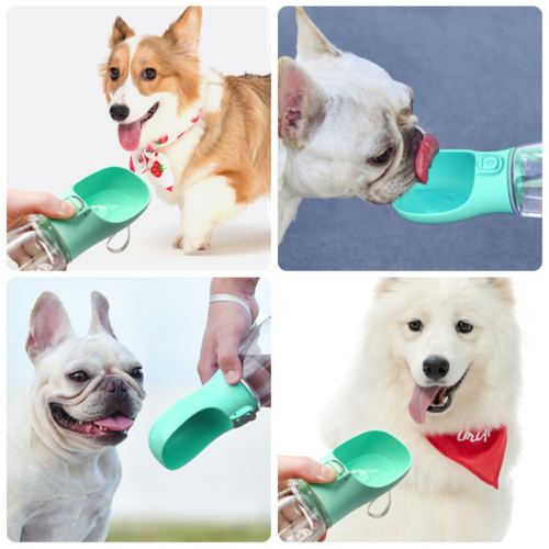 Portable Pet Water Bottle Dispenser - Travel Dog Cat Feeder Bowl 350ml/550ml