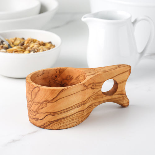 Handmade Olive Wood Kuksa Cup - Traditional Wooden Drinking Mug