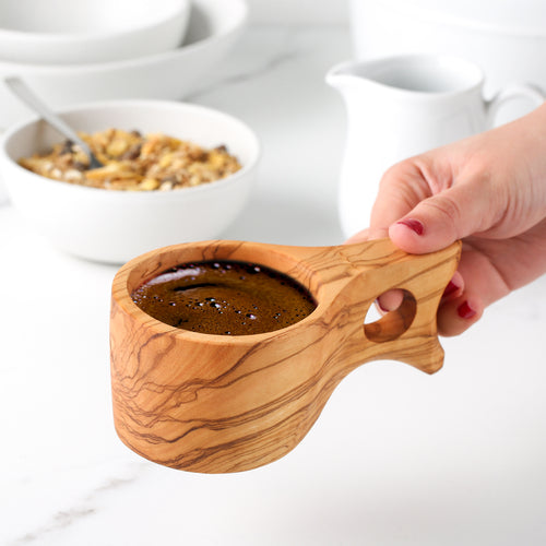Handmade Olive Wood Kuksa Cup - Traditional Wooden Drinking Mug