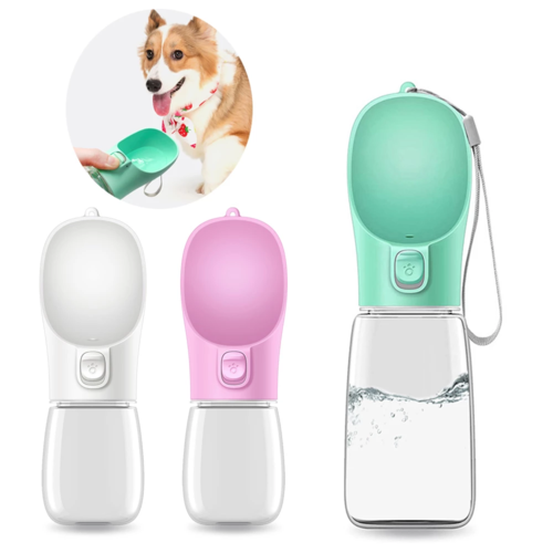 Portable Pet Water Bottle Dispenser - Travel Dog Cat Feeder Bowl 350ml/550ml