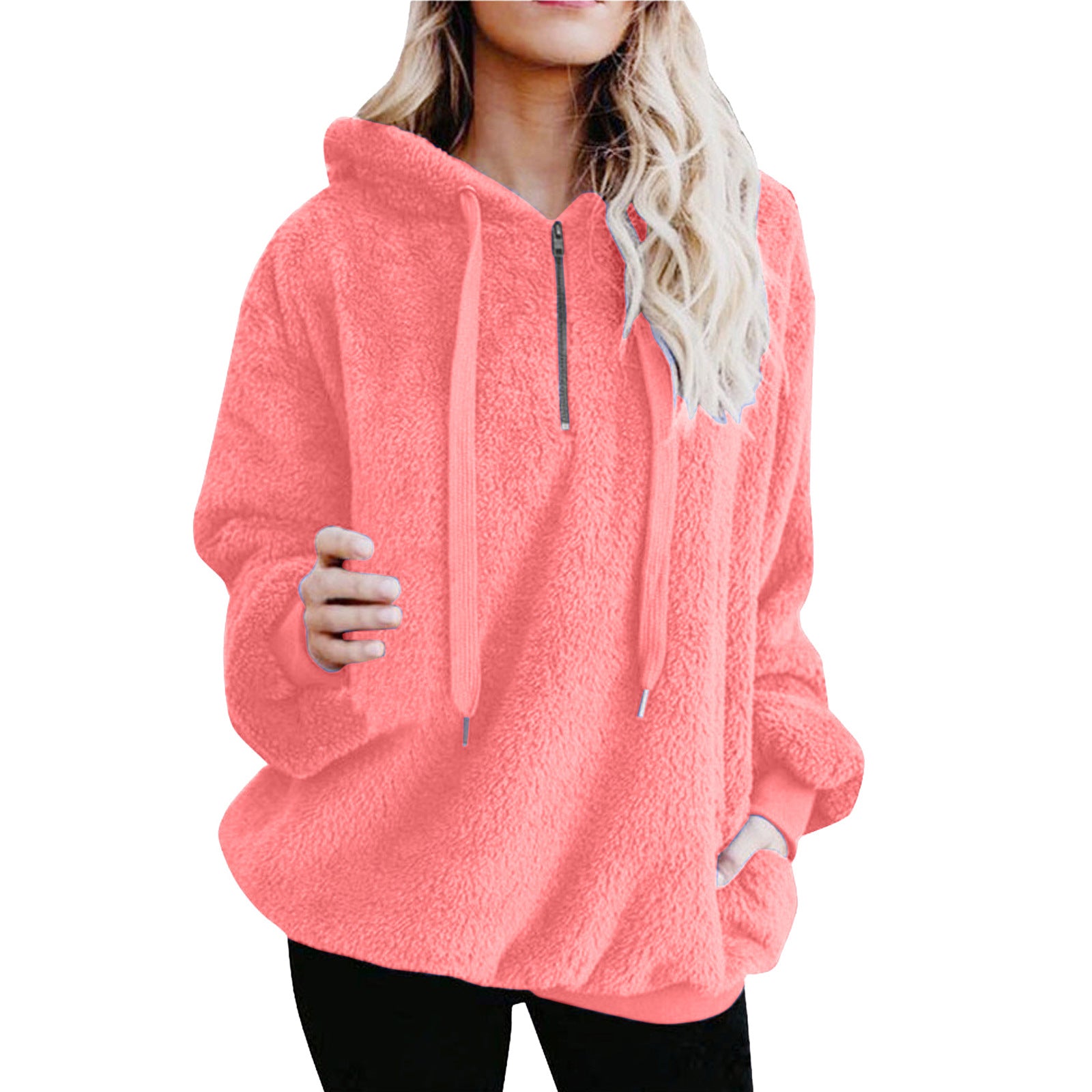 Women's Hooded Fleece Jacket - Long Sleeve Zip-Up Sweatshirt