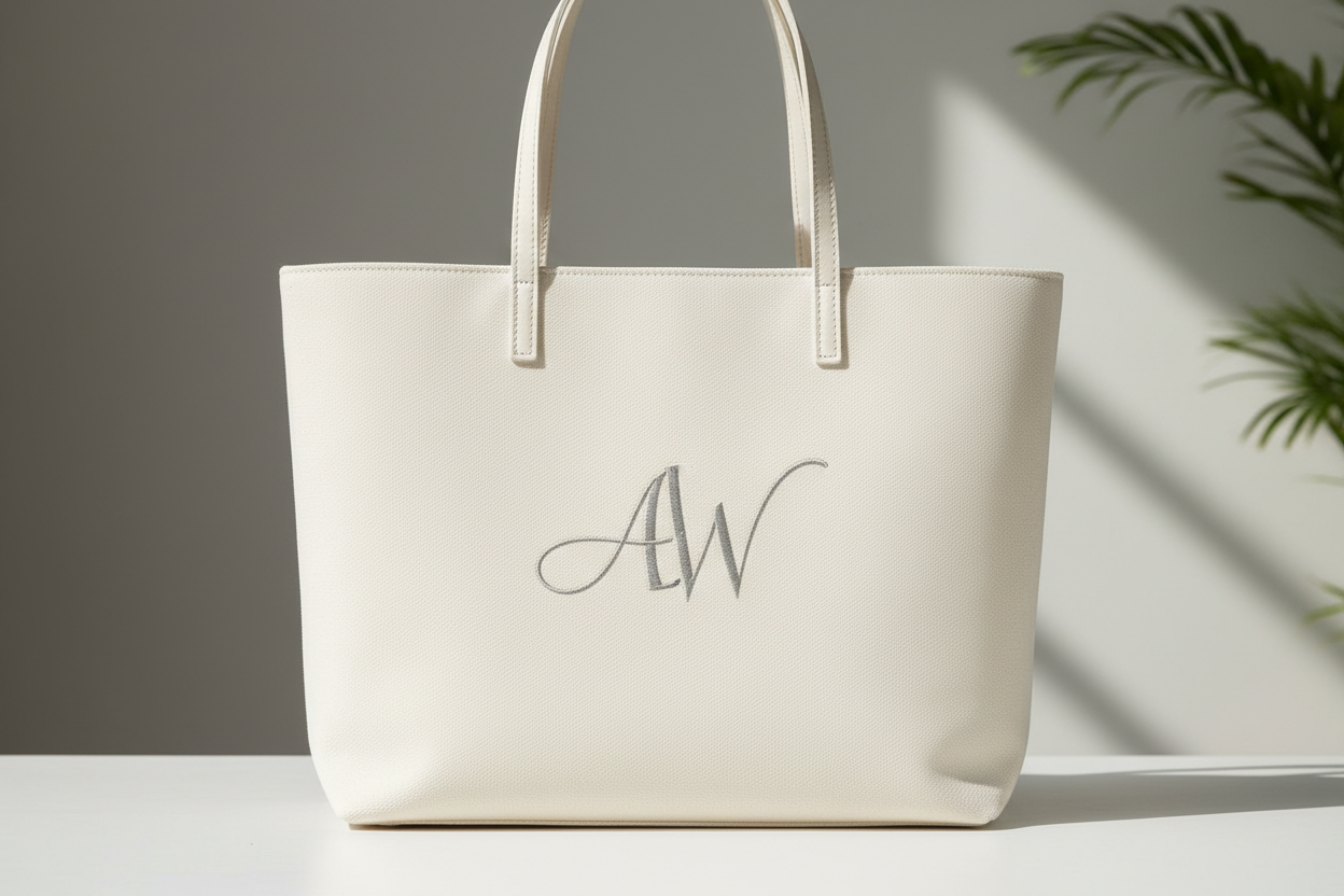Monogram Tote Bag white