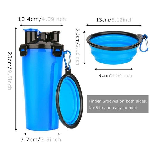 Portable 2-in-1 Dog Water Bottle with Foldable Bowl - Travel Pet Drinking Bottle